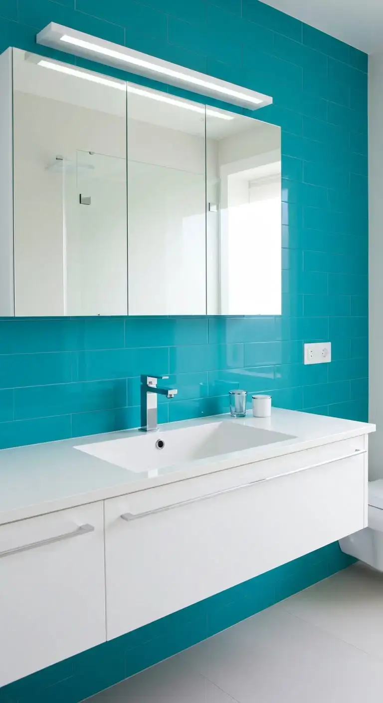 15 Easy Bathroom Backsplash Ideas Peel and Stick for Quick Upgrades 10 8. Blue Glass Peel and Stick Backsplash