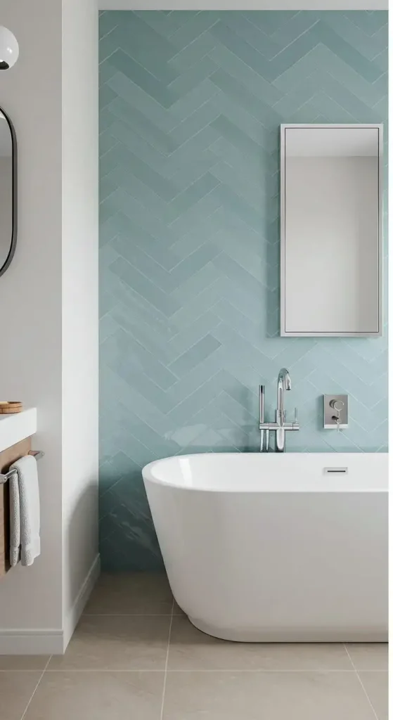 13 Bathroom Backsplash Ideas for a Fresh Look 8 8. Chevron Pattern Backsplash