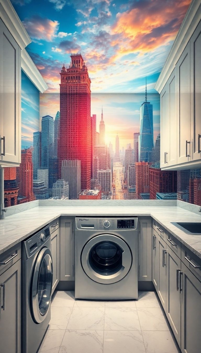 25 Laundry Room Mural Ideas for a Fun & Creative Look 10 Cityscapes