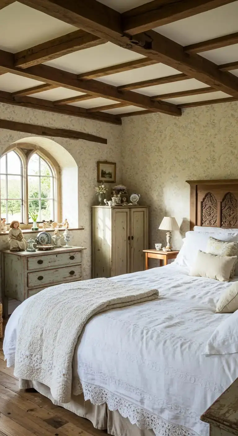19 Bedroom Interior Ideas That Feel Warm & Inviting 10 8. English Cottage Charm