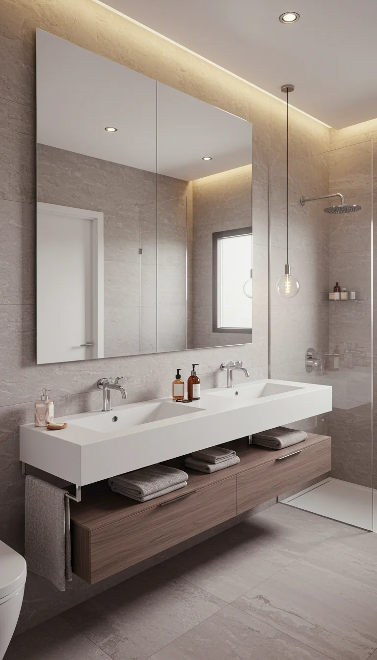 15 Simple + Chic Bathroom Design Interior Ideas 10 8. Floating Vanities