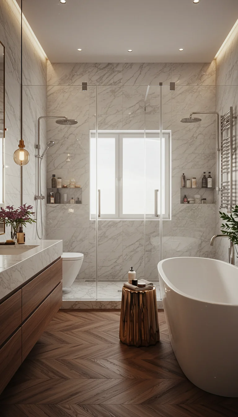 14 Bathroom Shower Ideas That Are Stylish & Practical 10 8. Freestanding Bathtubs with Shower Combinations