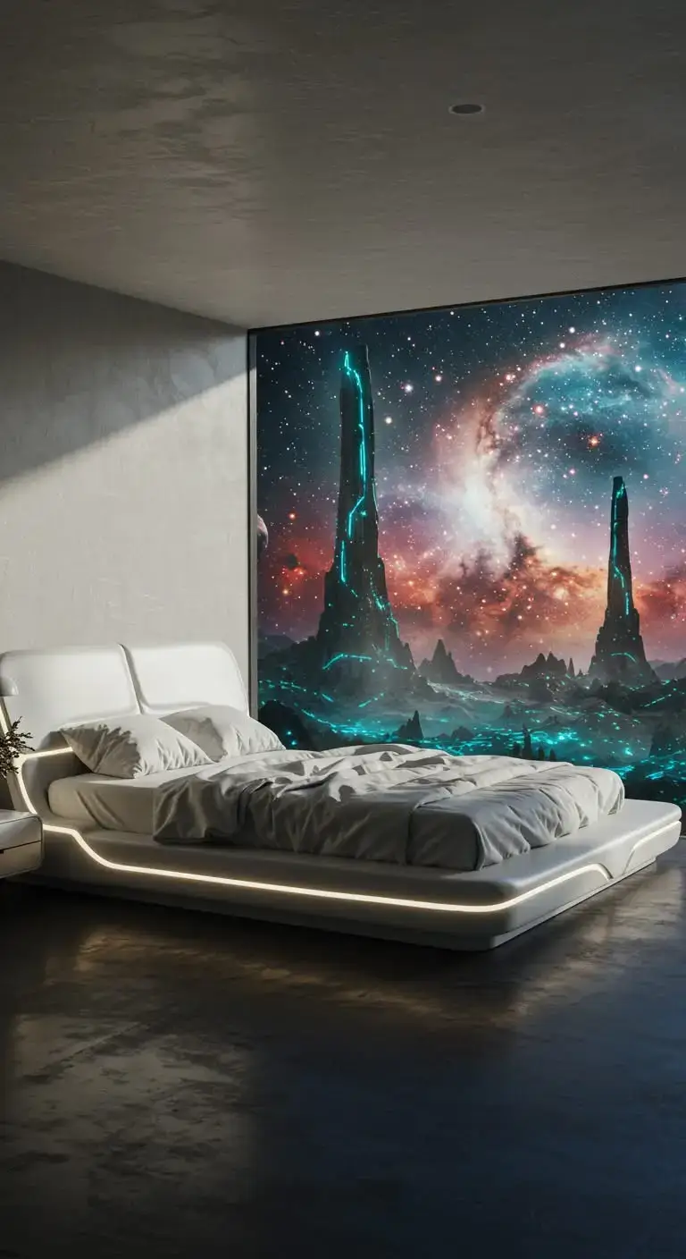 17 Bedroom Style Ideas for a Modern Look 10 8. Futuristic Dreamscape