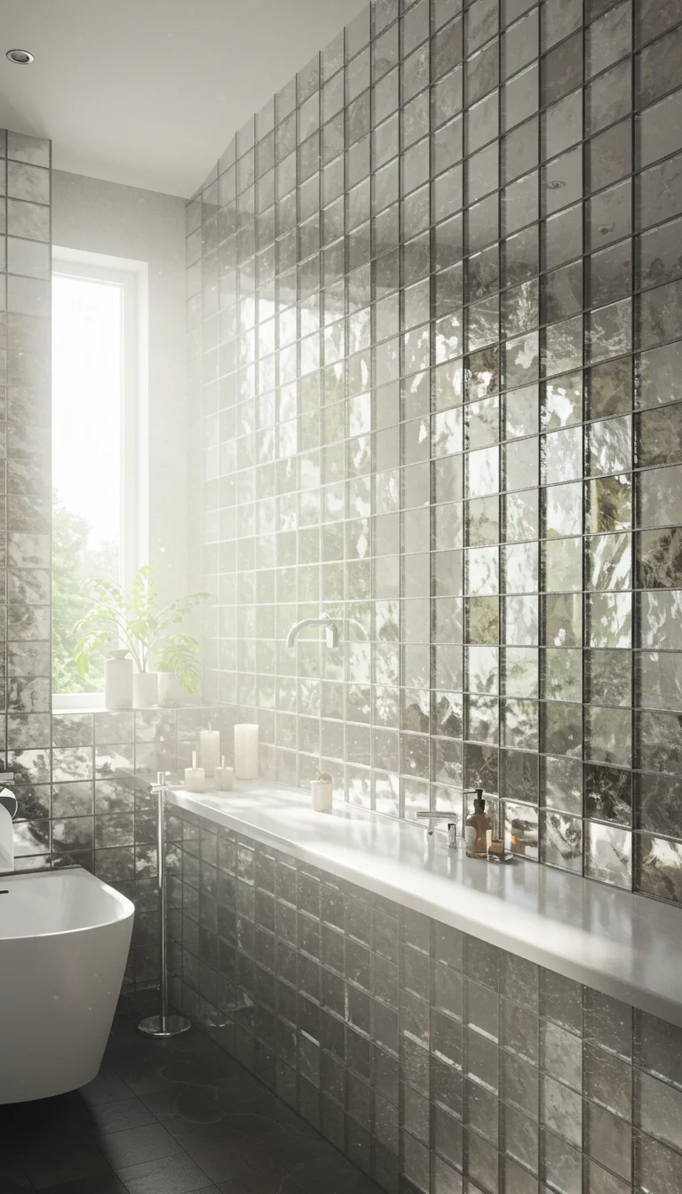 11 Stunning Bathroom Tile Ideas for a Stylish Makeover 10 8. Glass Tiles for a Reflective Touch