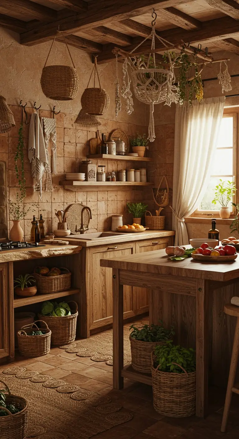 11 Earthy Kitchen Ideas to Warm Up Your Home 10 8. Go for Natural Fiber Textiles