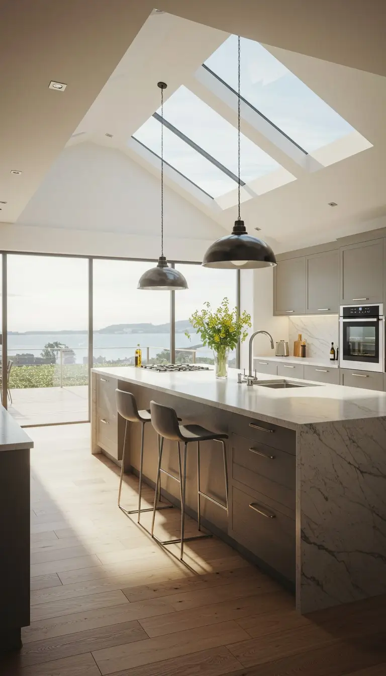 13 Fancy Kitchen Design Ideas That Wow Your Guests 10 8. High Ceilings and Skylights for More Light