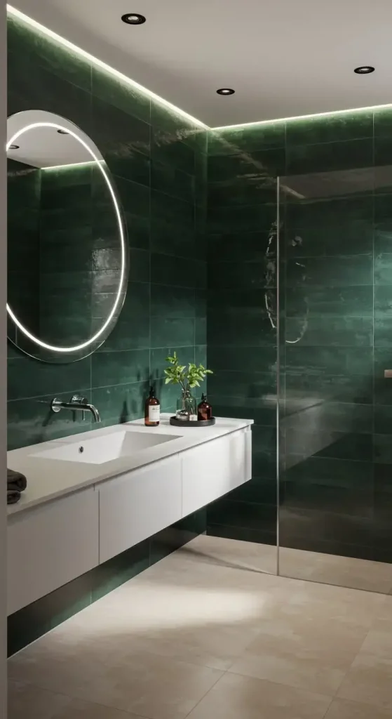 15 Simple & Stunning White Bathroom Backsplash Ideas 8 8. Large Format Tile Backsplash