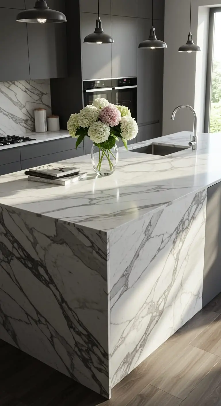 16 Kitchen Island Ideas to Transform Your Kitchen 10 8. Marble Countertop Kitchen Island
