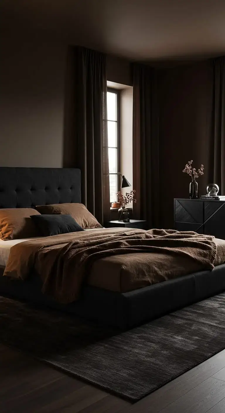 19 Stylish Black and Brown Bedroom Ideas for Any Home 11 8. Monochromatic Black and Brown Theme