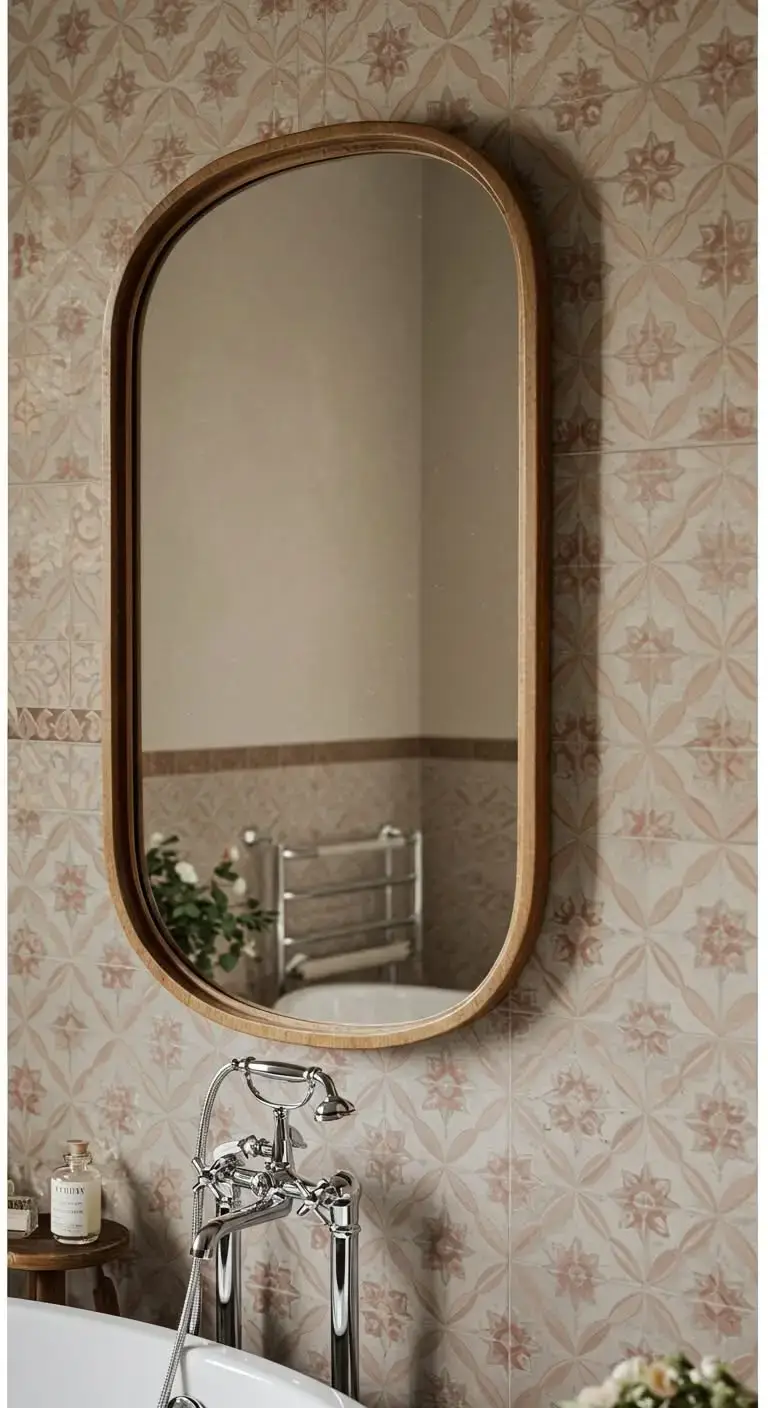 13 Creative Bathroom Backsplash Ideas Behind Mirror for a Stylish Touch 10 8. Patterned Ceramic Tile Backsplash