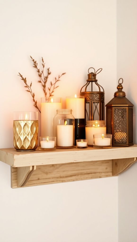 19 Bathroom Shelf Decor Ideas Cozy & Welcoming Designs 8 Scented Candles