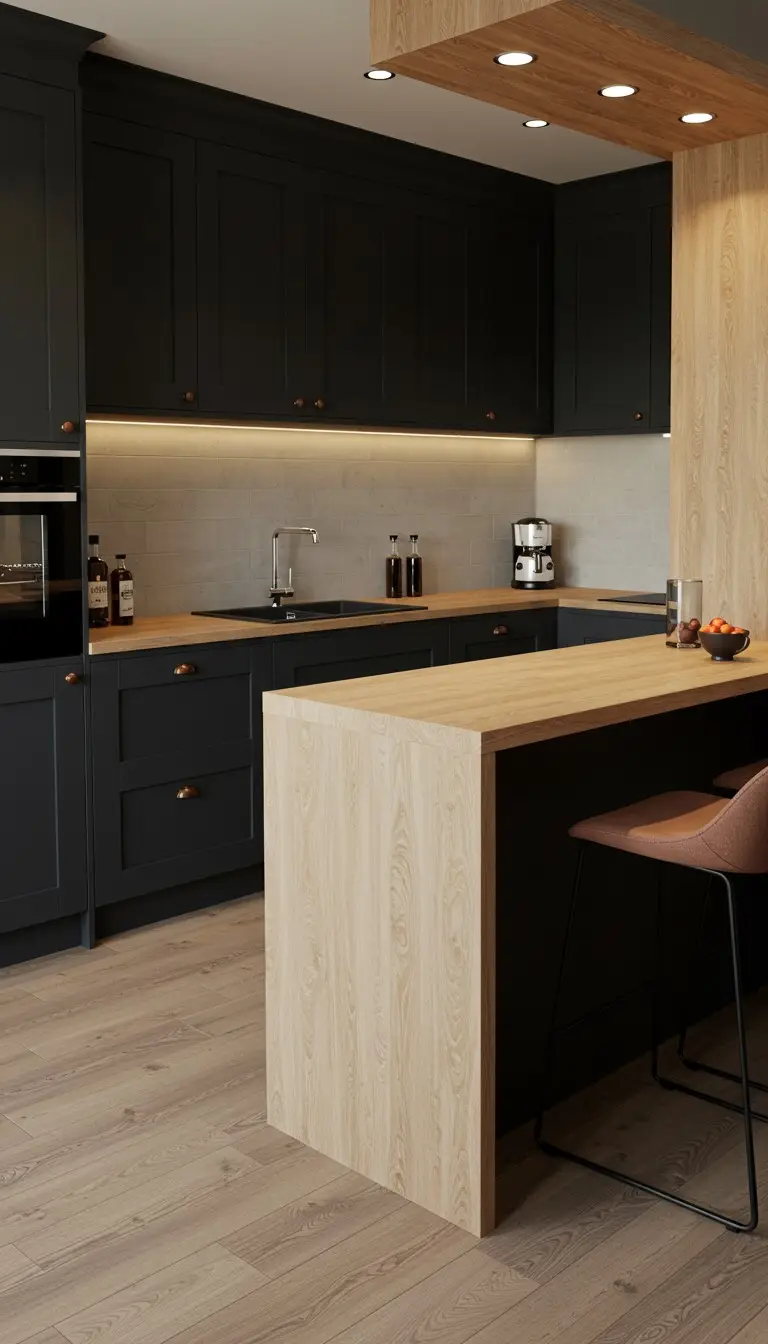 15 Smart U Shape Kitchen Island Ideas You’ll Love 10 8. U Shape Island with a Breakfast Bar