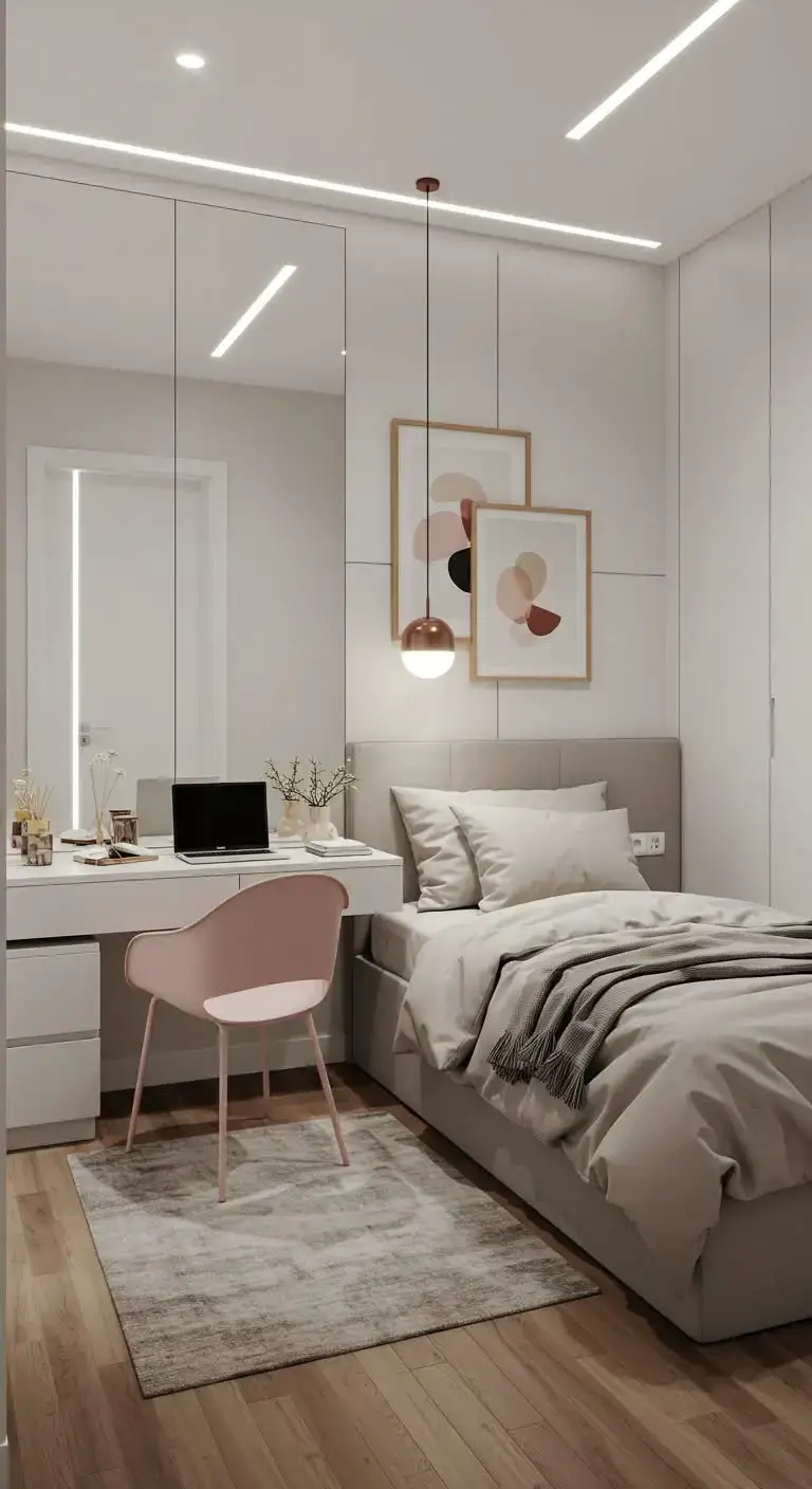 23 Bedroom Ideas for Small Spaces You’ll Love 10 8. Use Mirrors to Create Depth