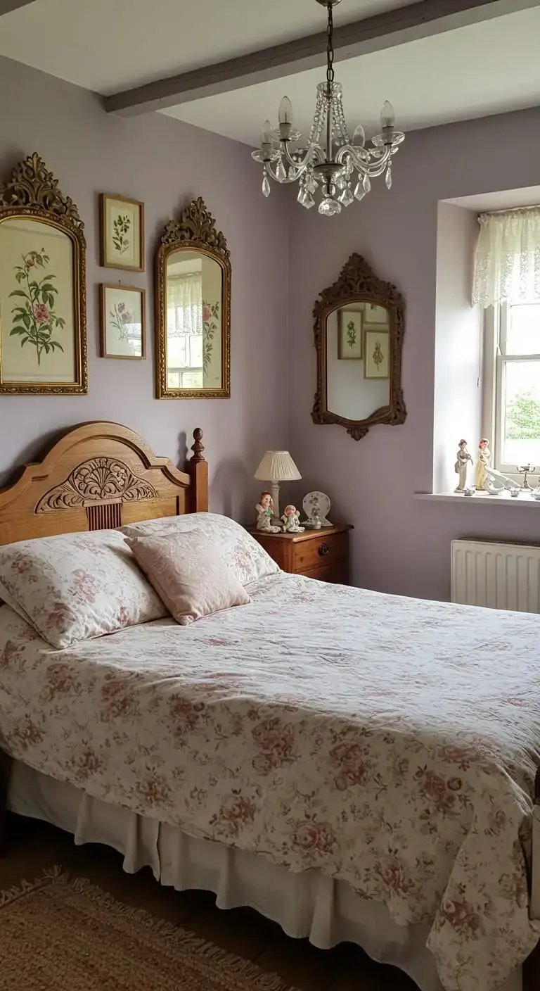 25 Simple English Cottage Bedroom Ideas to Try 11 Vintage Mirrors