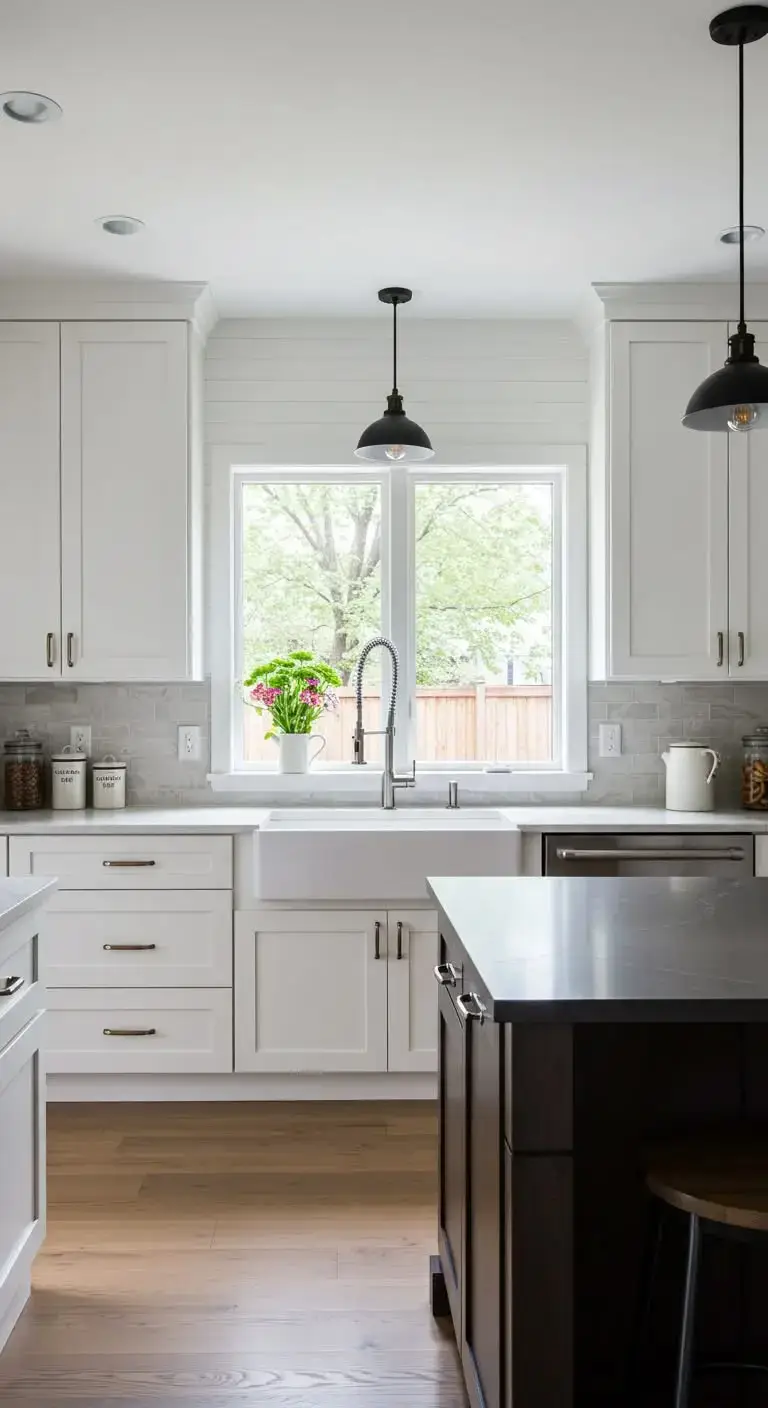 15 Modern Kitchen Accent Wall Ideas for a Sleek Look 11 8. White Shiplap Wall