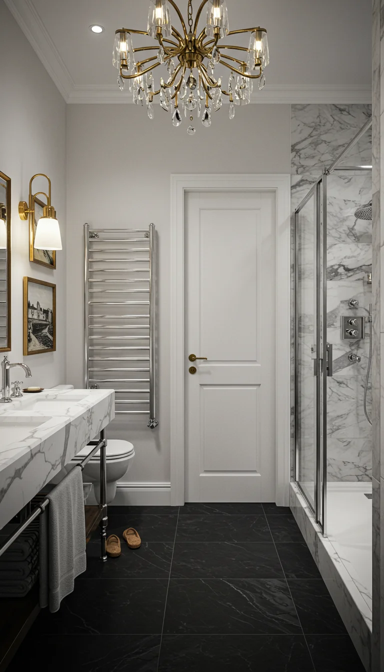 17 Stylish Guest Bathroom Ideas on a Budget 11 9. Bold, Statement Lighting