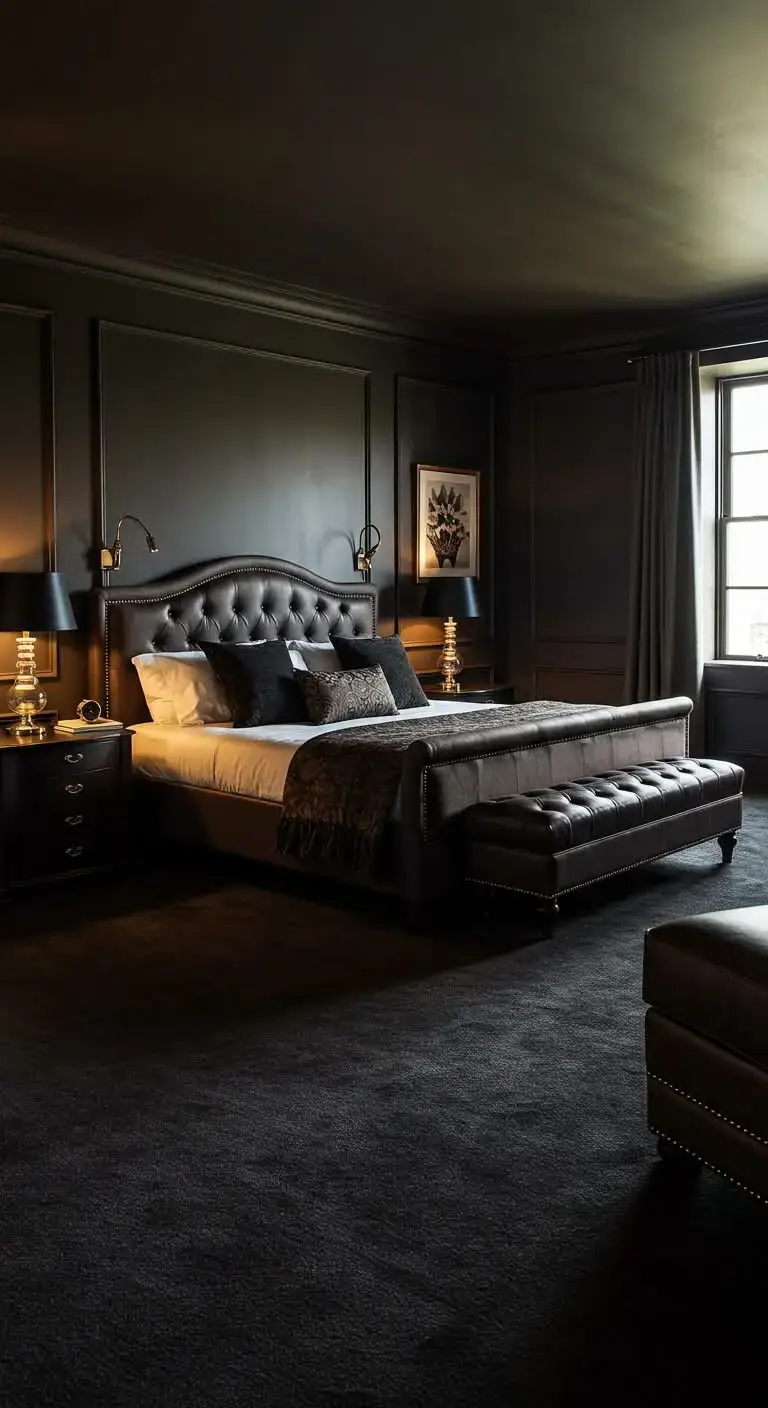 19 Stylish Black and Brown Bedroom Ideas for Any Home 12 9. Brown Leather and Black Accents
