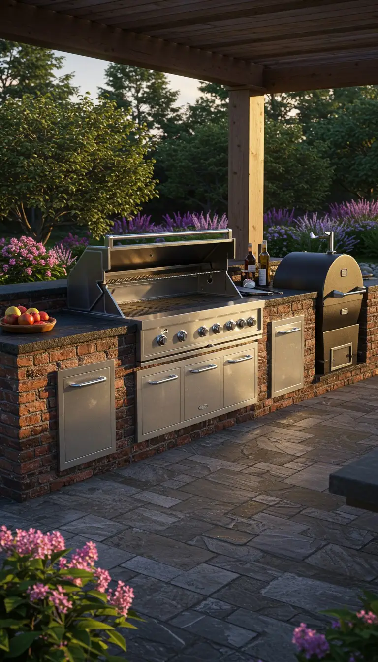 13 Modern Outdoor Kitchen Ideas for Every Backyard 11 9. Built-In Grill and Smoker