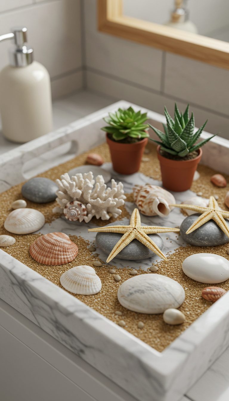 23 Bathroom Tray Decor Ideas for a Clean, Stylish Look 11 Coastal Vibes