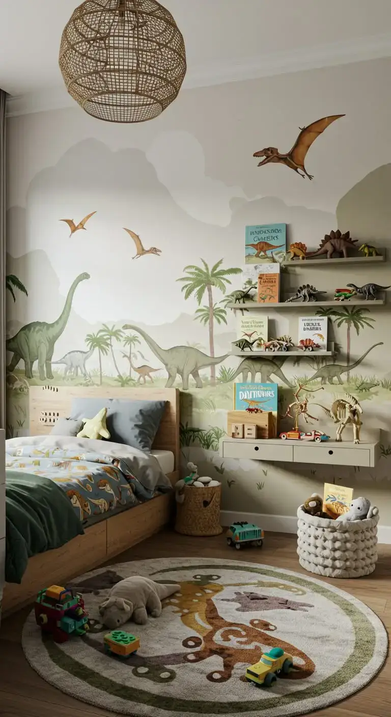 21 Dinosaur Bedroom Ideas For Boy Toddlers You’ll Love 11 9. Dinosaur Wall Shelves