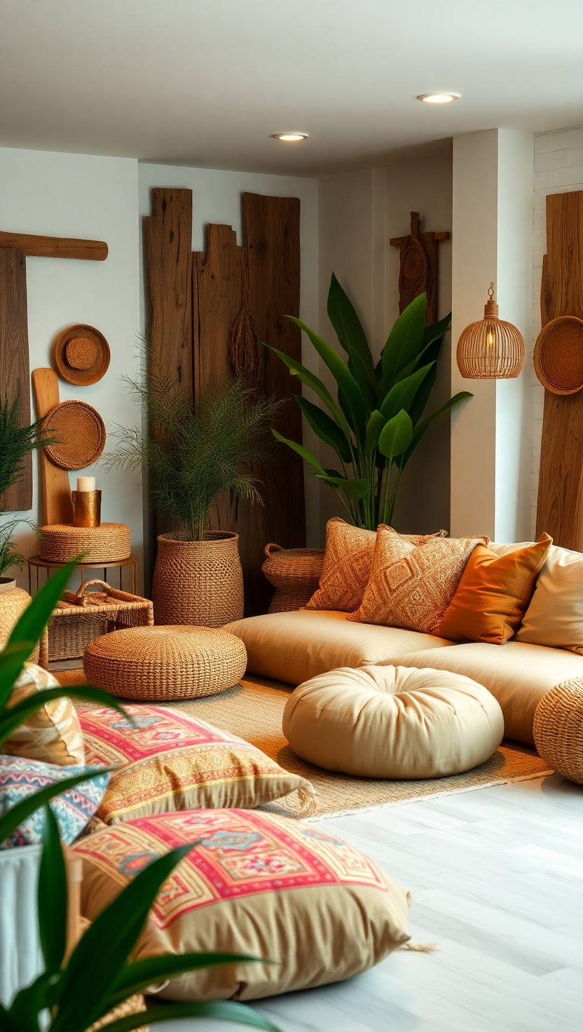 25 Boho Living Room Ideas to Transform Your Space 10 Floor Cushions and Poufs