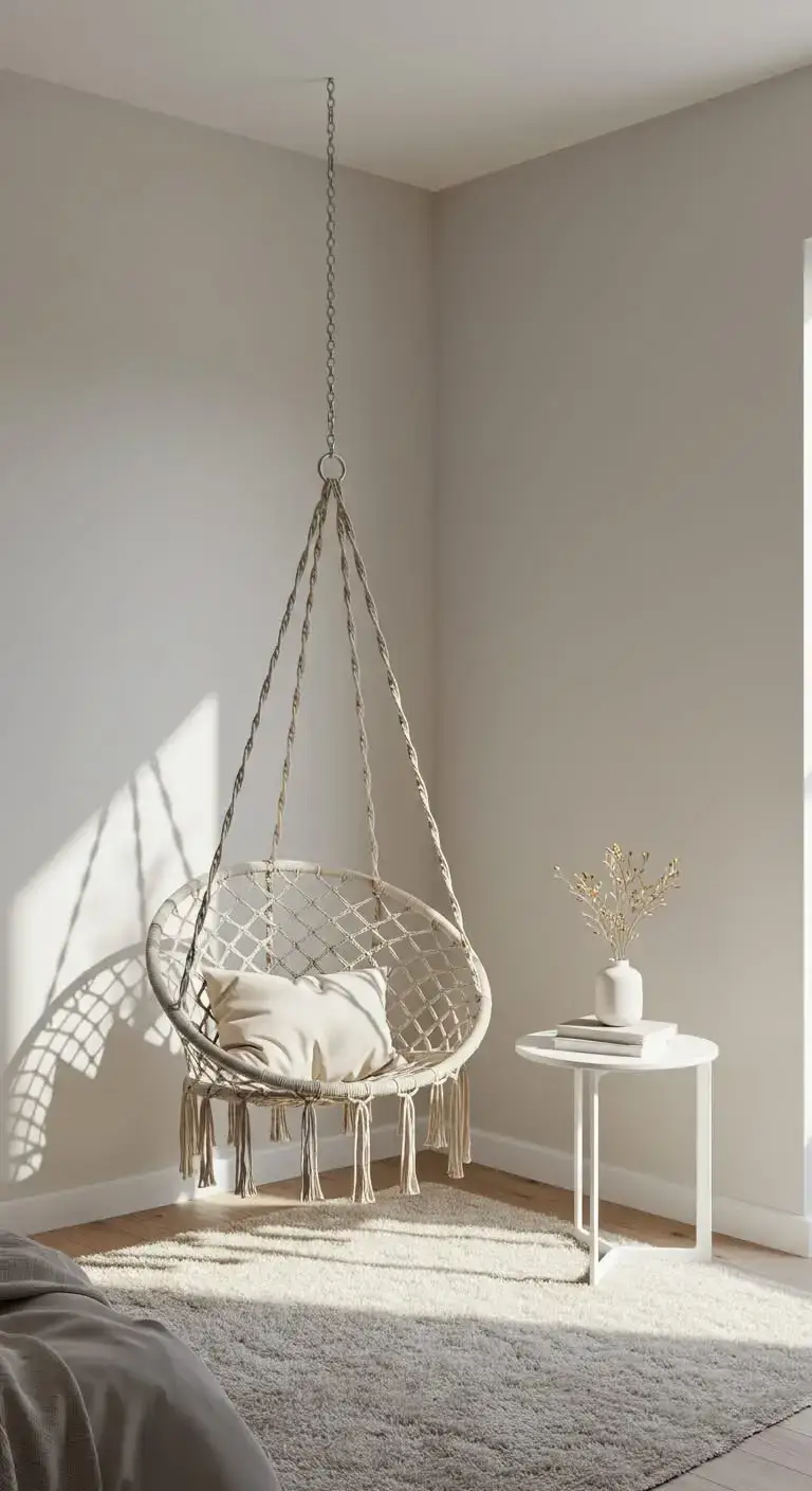 Empty Bedroom Corner Ideas: 19 Ways to Fill the Space 11 9. Hanging Chair for a Relaxing Vibe