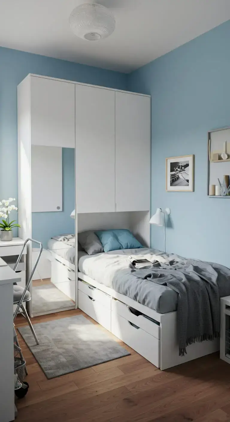 23 Stylish Tiny Bedroom Ideas That Maximize Space 11 9. Keep Decor Minimal and Functional