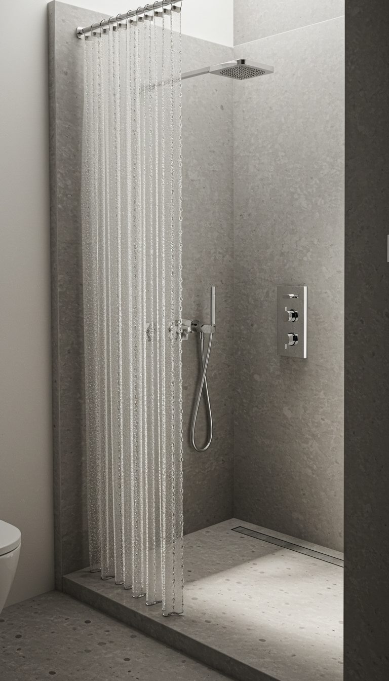 11 No Door Shower Ideas for a Modern Bathroom Look 11 Minimalist Curtain or Beaded Screen