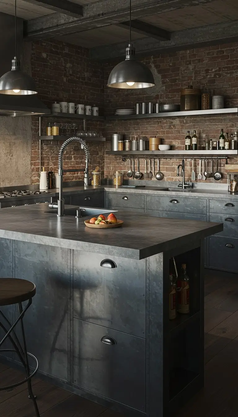 15 Smart U Shape Kitchen Island Ideas You’ll Love 11 9. Modern U-Shape Island with Industrial Design