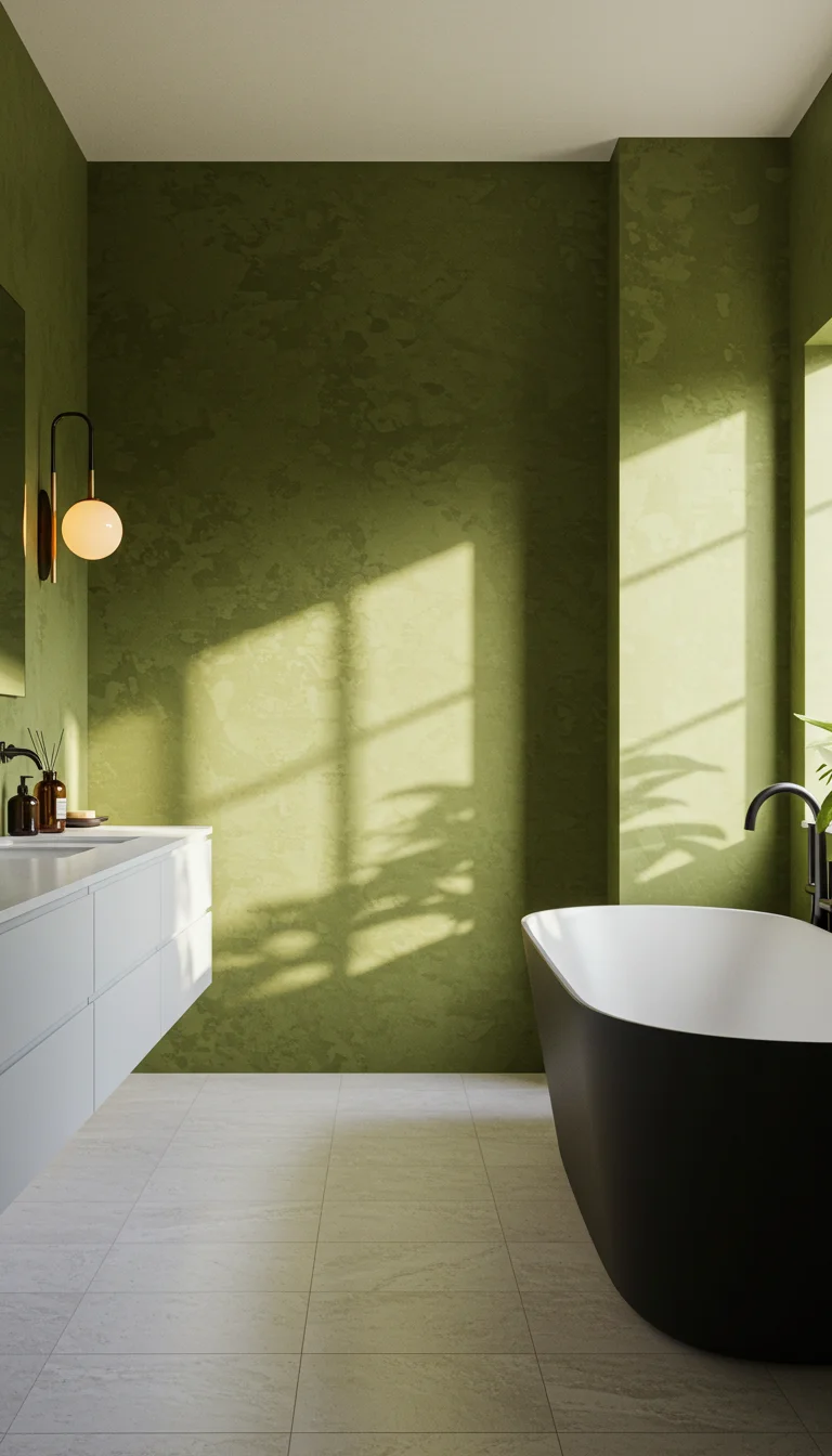 23 Top Bathroom Paint Colors to Refresh Any Space 11 9. Olive Green for a Natural, Earthy Feel