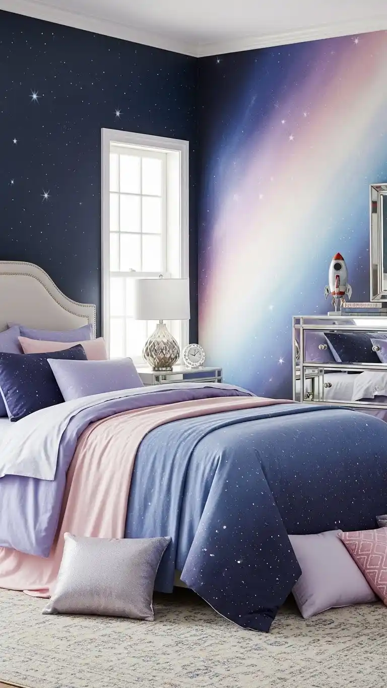 12 Space Themed Girl Bedroom Designs She’ll Adore 2 Choosing the Right Color Palette for a Cosmic Bedroom