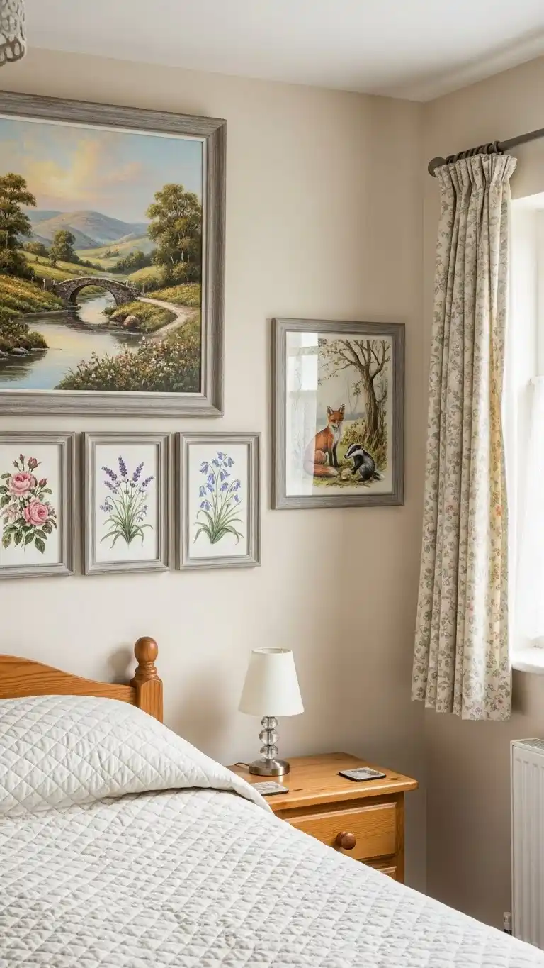 25 Simple English Cottage Bedroom Ideas to Try 19 Country-Inspired Art