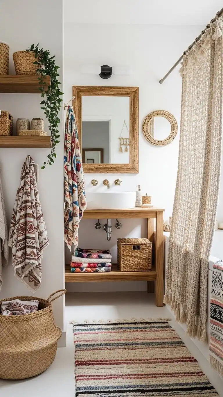 15 Easy Boho Bathroom Ideas to Refresh Your Space 2 Materials and Textures That Make a Boho Bathroom Pop