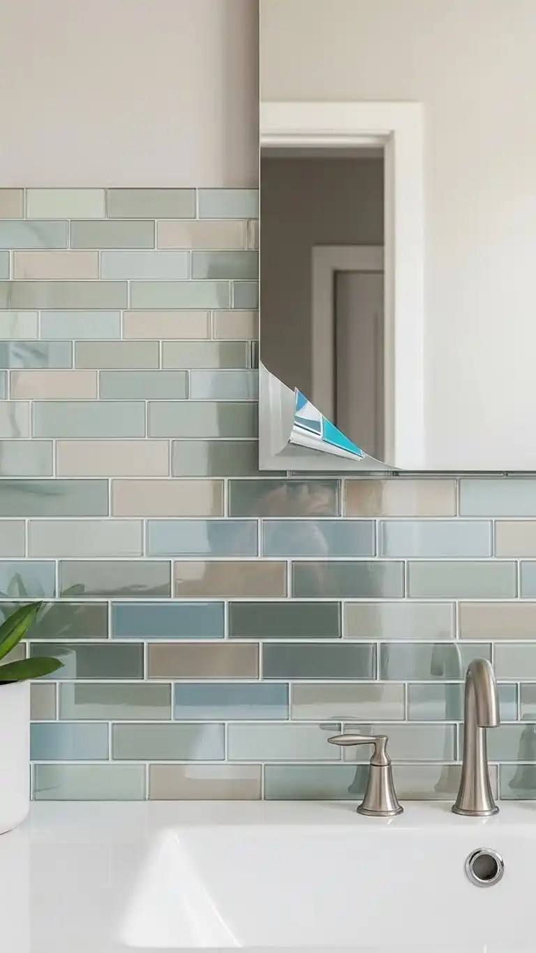 15 Easy Bathroom Backsplash Ideas Peel and Stick for Quick Upgrades 13 11. Peel-And-Stick Glass Tile Backsplash