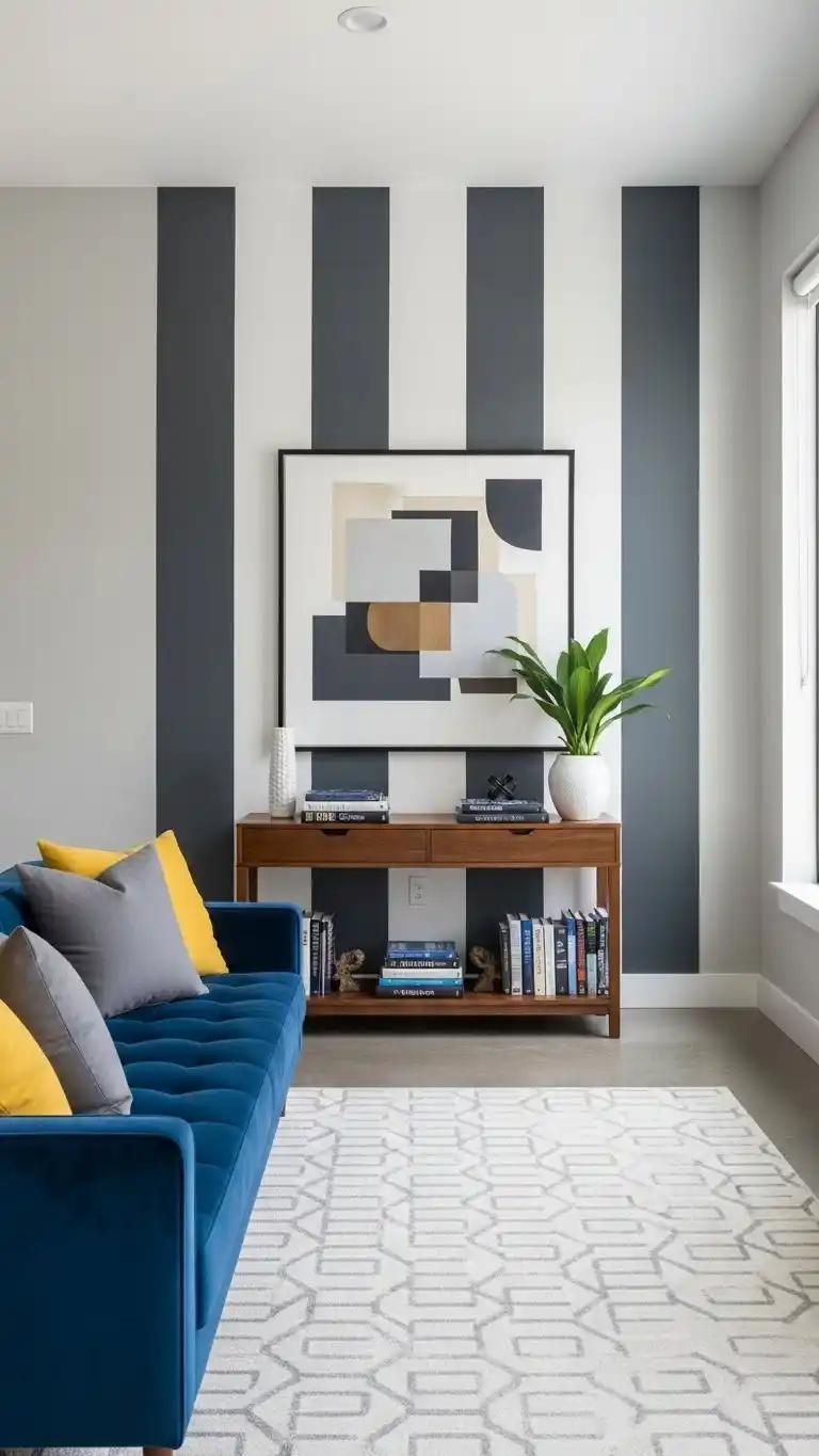 27 Accent Wall Ideas to Transform Your Living Room 14 12. Bold Stripes