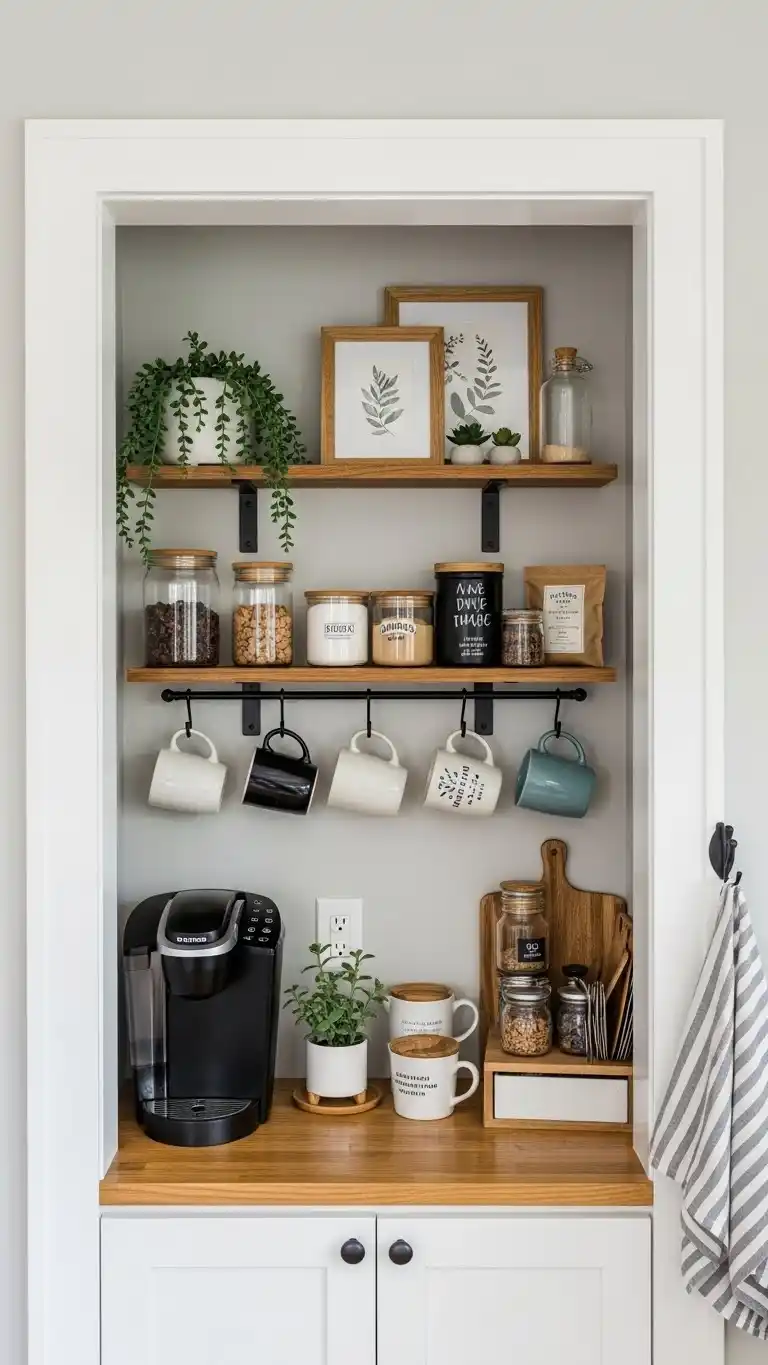 13 Empty Kitchen Wall Ideas Above Sink That Wow 14 12. Built-in Coffee or Tea Station Wall