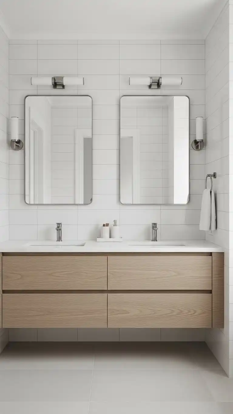 13 Bathroom Backsplash Ideas Vanities Tile You’ll Love 14 12. Monochrome Tile Schemes for Modern Vanity Design