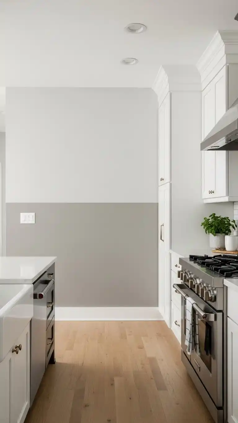 15 Modern Kitchen Accent Wall Ideas for a Sleek Look 15 12. Two-Tone Paint Accent Wall for Subtle Definition