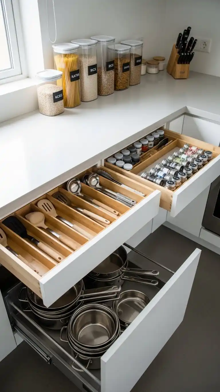 15 Minimalist Kitchen Ideas for a Clean & Modern Look 16 13. Focus on Organization and Functionality