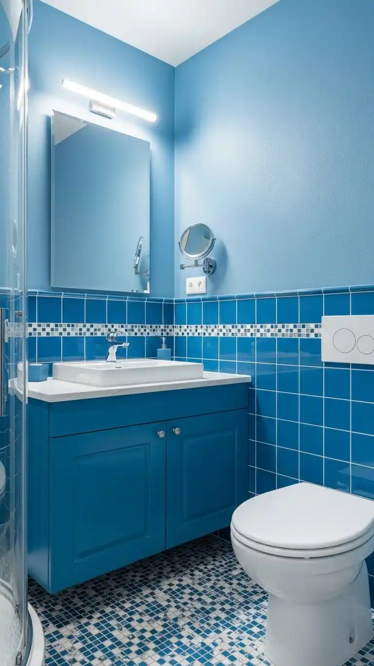 13 Simple & Stunning Blue Bathroom Backsplash Ideas 2 How Color Psychology Shapes Blue Bathroom Backsplash Choices