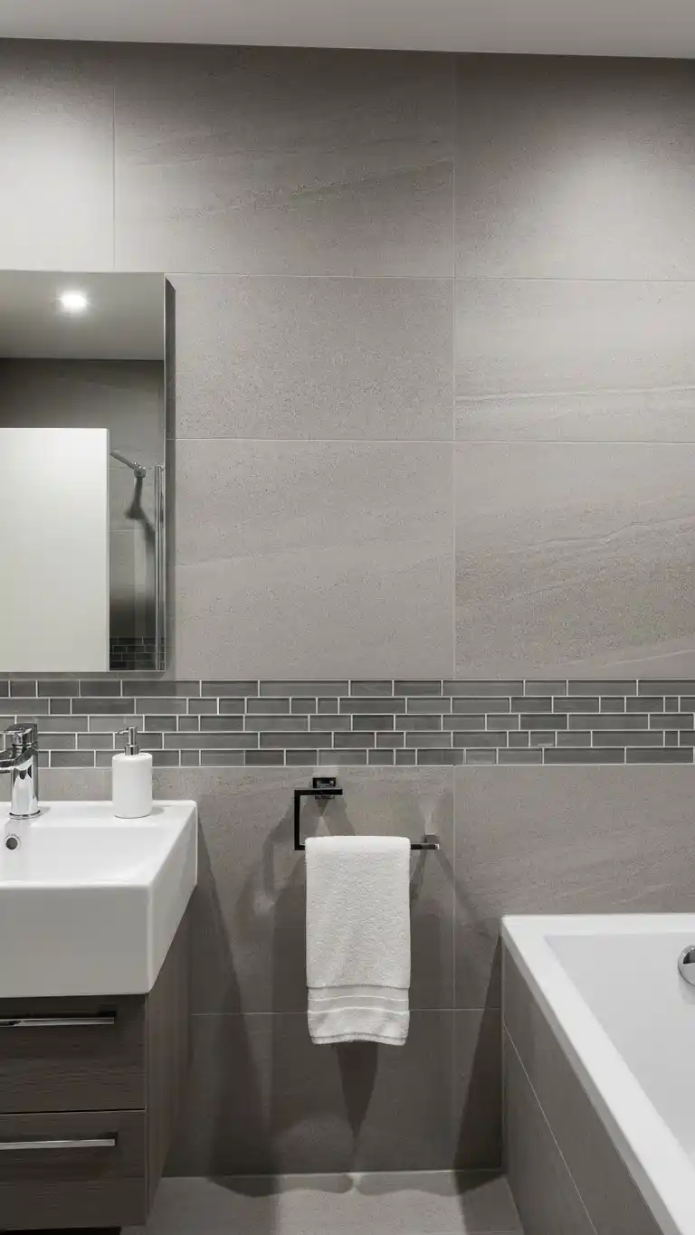 15 Stylish Gray Bathroom Backsplash Ideas 2 How Lighting Changes the Look of Gray Bathroom Backsplashes