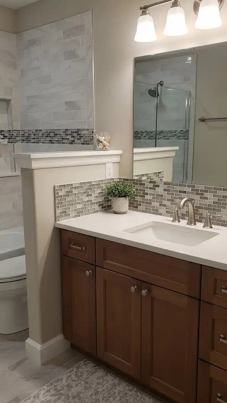 15 Half Wall Bathroom Backsplash Ideas for a Chic Look 3 How to Choose the Right Material for a Half Wall Bathroom Backsplash