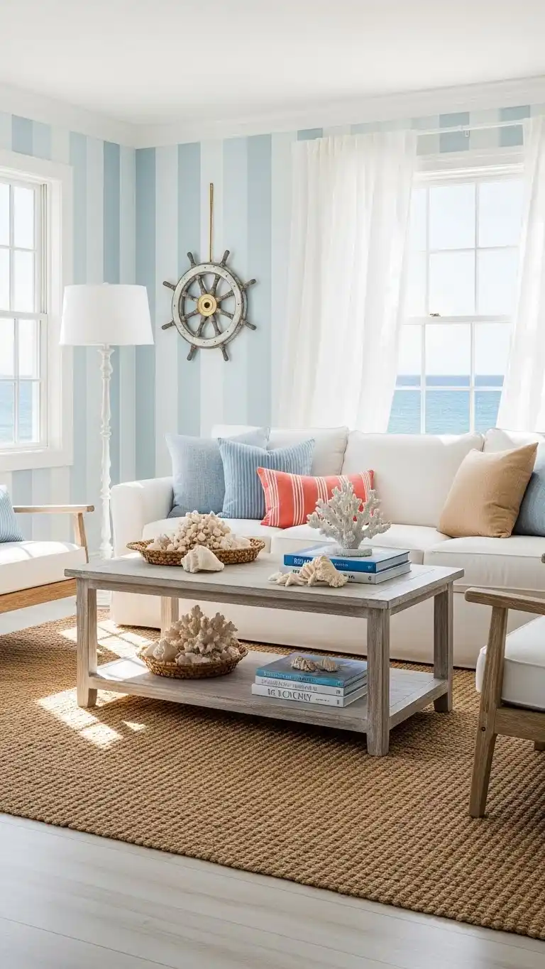23 Inspiring Living Room Ideas to Elevate Your Space 21 18. Bring in Coastal Vibes