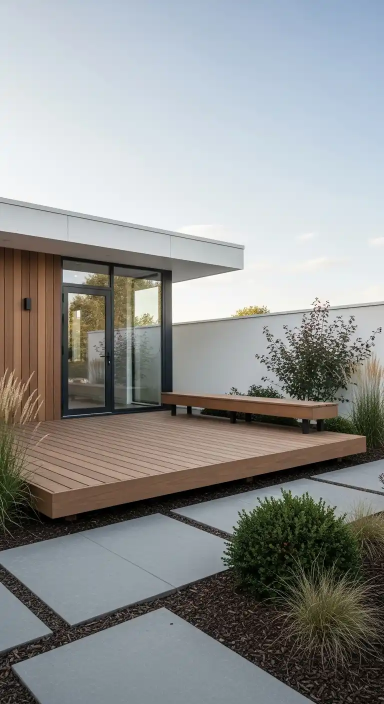 13 Ground Level Deck Ideas to Maximize Small Yards and Outdoor Living 6 Minimalist flat deck for a modern look