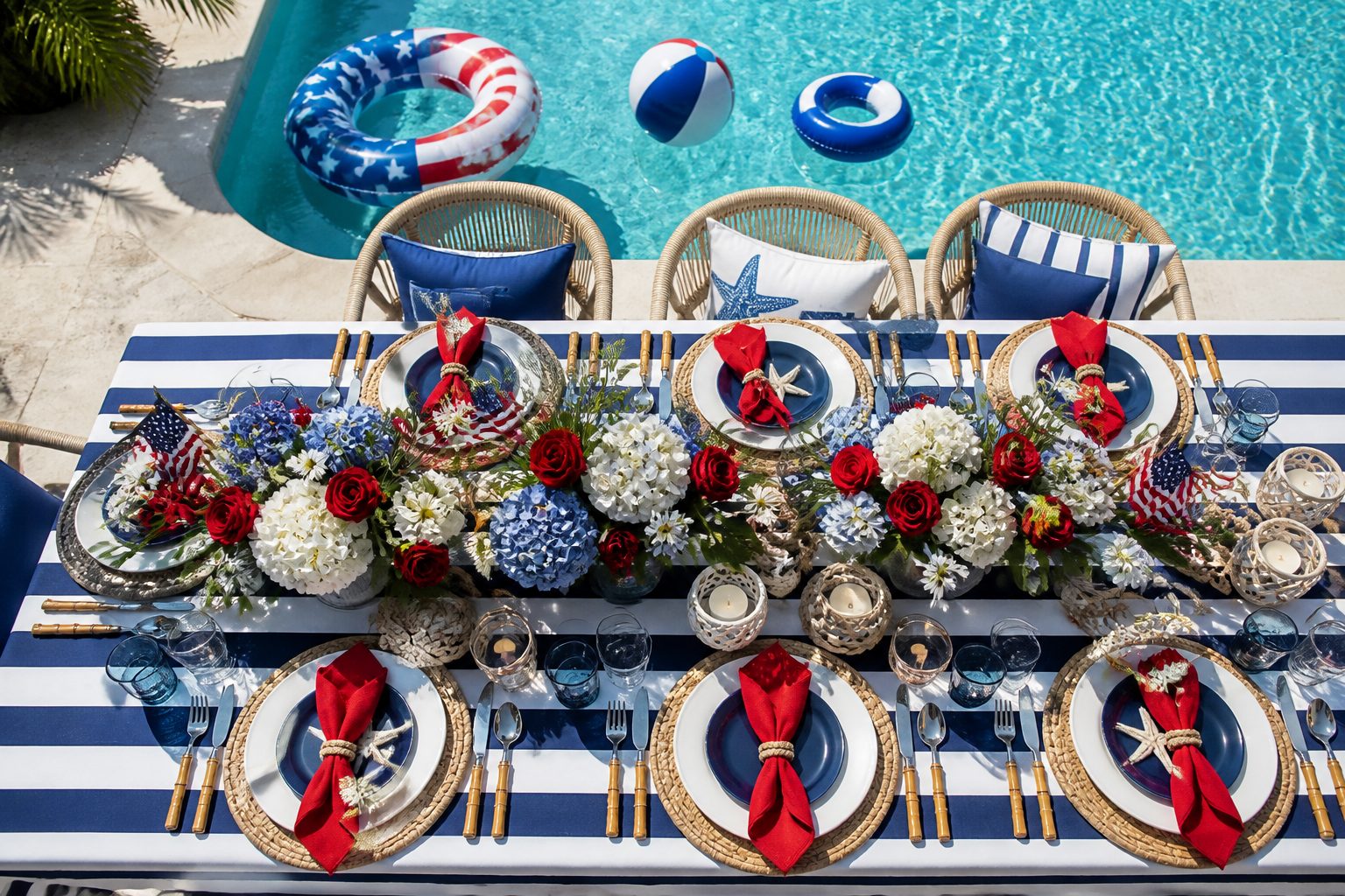 13 4th of July Tablescape Ideas for Pool Party That Nail the Vibe