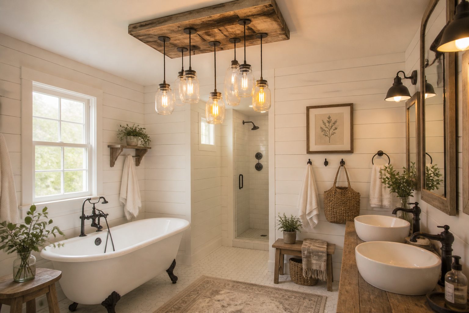 8 Farmhouse Bathroom Ceiling Light Ideas