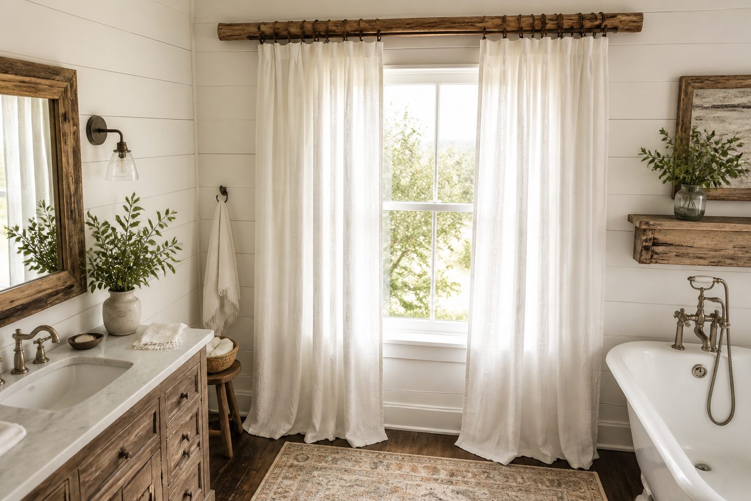 8 Farmhouse Bathroom Curtains Ideas