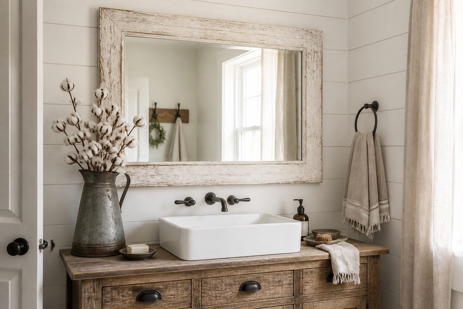7 Farmhouse Bathroom Vanity Mirror Ideas