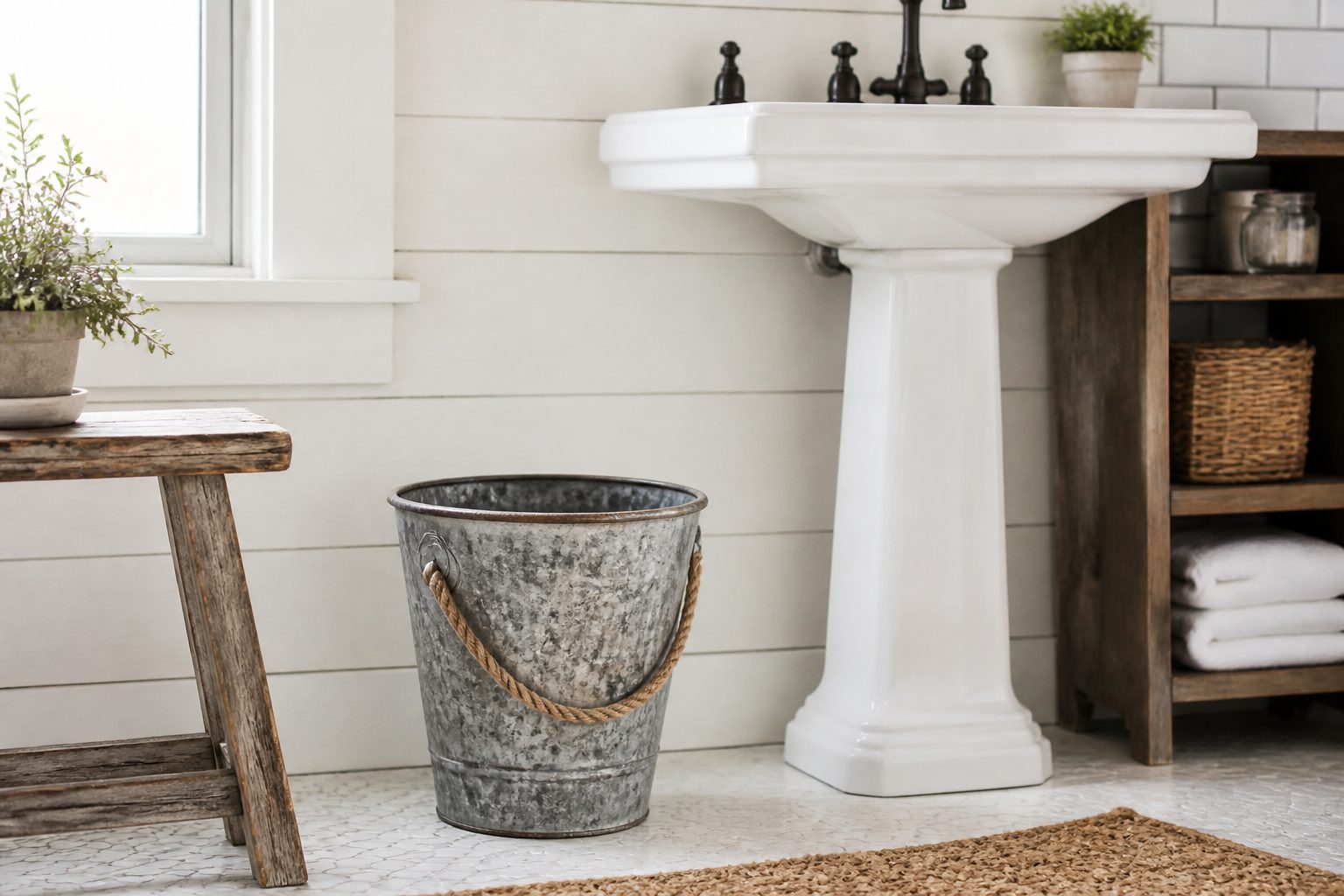 8 Farmhouse Bathroom Trash Can Ideas