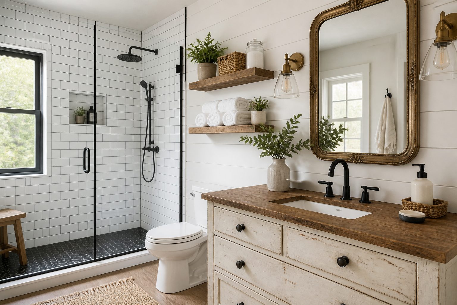 7 Farmhouse Bathroom Tile Ideas